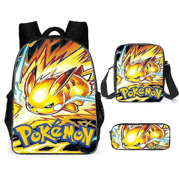 Pocket Pikachu 3-delad Set Skolväska Ryggsäck_y