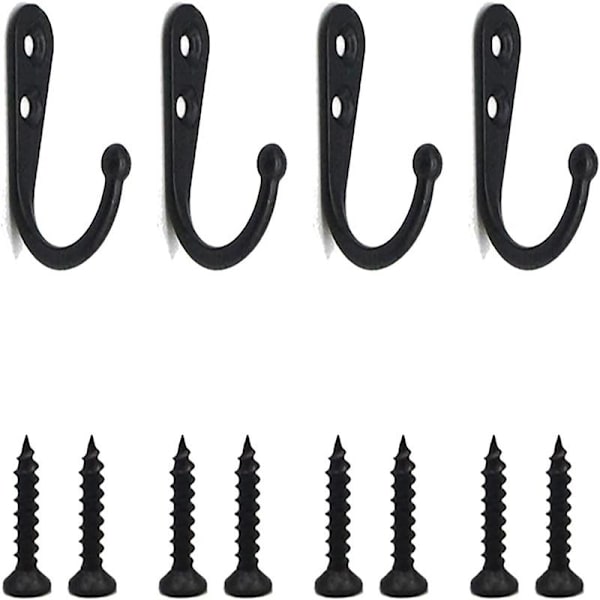 Simple Hooks Black Wall Hooks Black Coat Hooks Equipped with Mounting Screw