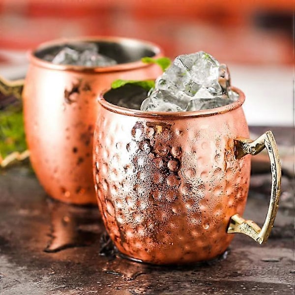 Moscow Mule Krus, Sæt med 4 Hamrede Kopper Rose Gold