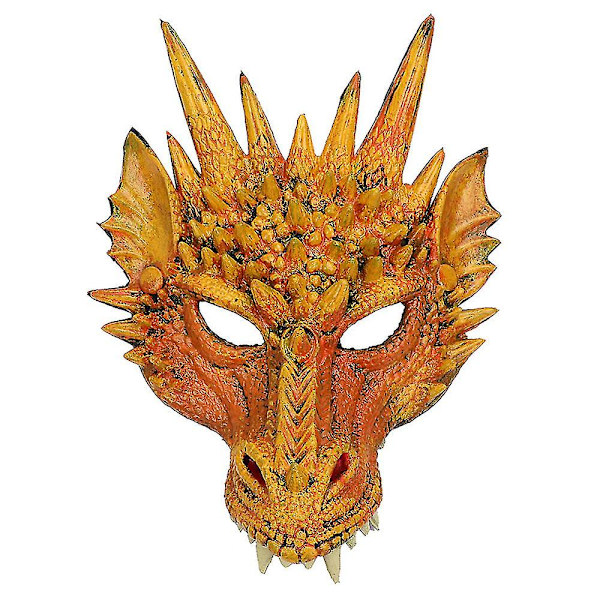 Halloween Cosplay Full Mask Vuxen Festrekvisita 3d Dragon Mask Yellow