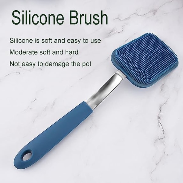 Multifunktionel silikone rengøringsbørste, køkkenaffedtningsopvaskebørste, der kan hænges op med håndtag Grydevaskebørste Køkkenværktøj, grøn