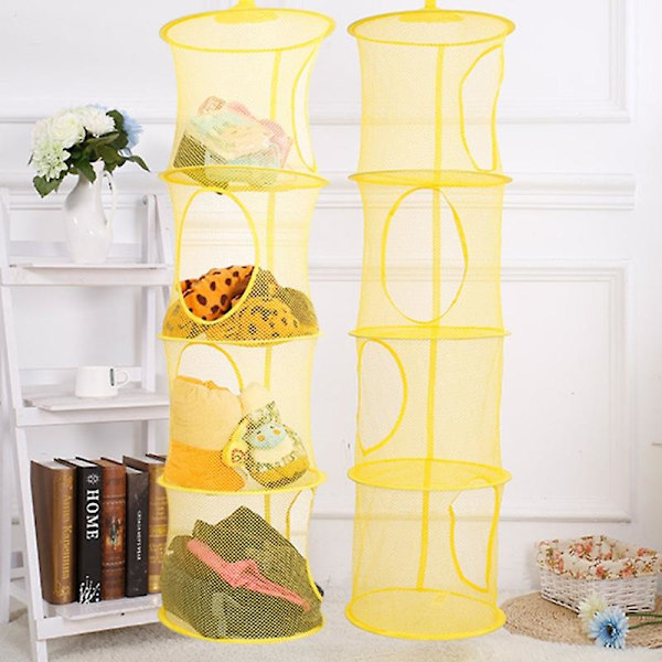 4 Lagers Mesh Vikbar Barnleksaker Förvaringsställ Hängande korg Diverse Organizer Grey
