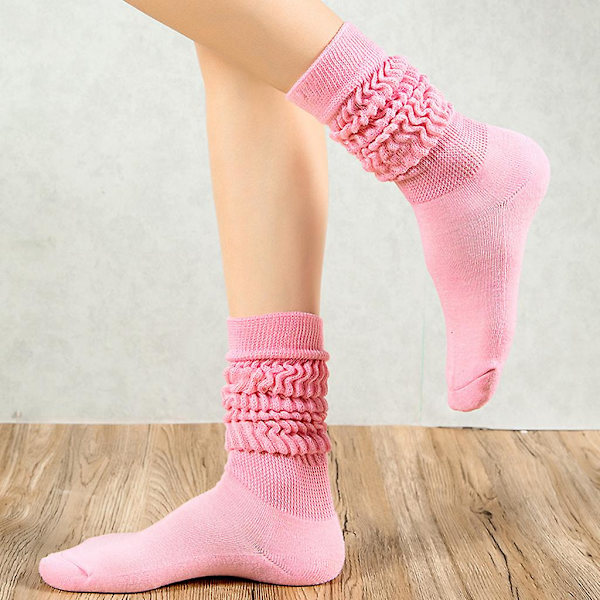 Kvinnor Män Flerfärgade Slouch Bootstrumpor Casual Extra lång Lös staplad Chunky Scrunch Knähöga strumpor Ruchade Bubble Benvärmare Light blue