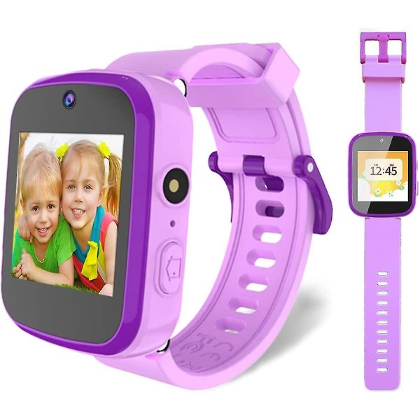 Smart watch för barn, flickor, presenter till 3-10 år gamla flickor med dubbla kameraer med pekskärm, smart watch för barn med musikspelare, pedagogiska leksaker för småbarn Birthda
