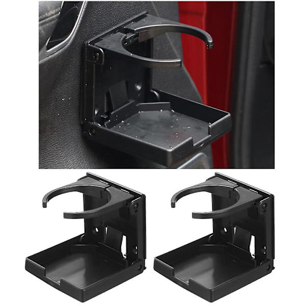 2st Vikbar kopp Dryckeshållare Mugghållare Bricka Vattenflaskhållare Justerbar dryckeshållare För bil Fordon Lastbil Båt Camper Rv - Dryckshållare 2pcs Black