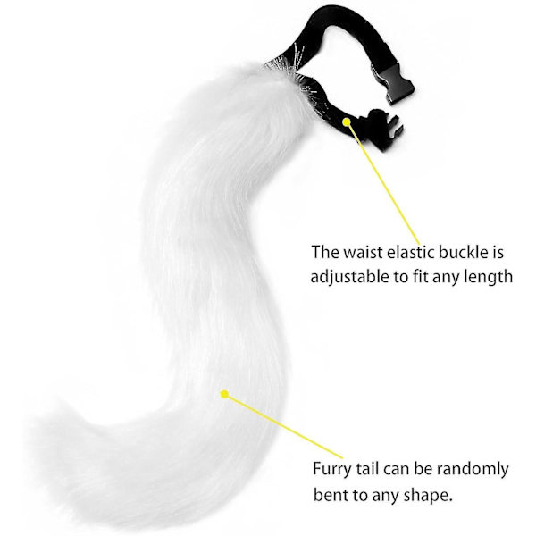 Fuskepels revehale Katt Wolf Cosplay kostymesett Plysjmaske Fluffy Paw Gloves Halloween Christmas White
