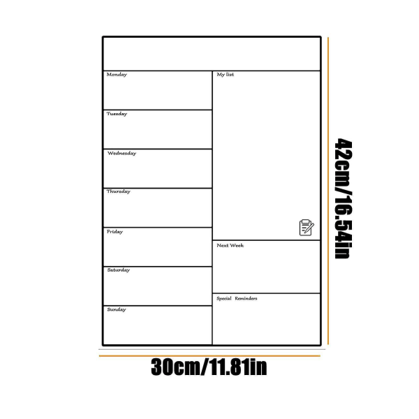 Magnetisk Whiteboard Køleskab Blød Whiteboard Mobil ugeplanlægger