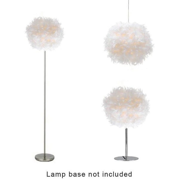 Vit fjäder takhängande ljusskärm, icke-elektrisk lampskärm kompatibel med golvlampa och bordslampa med skärm reducerande ring kompatibel med