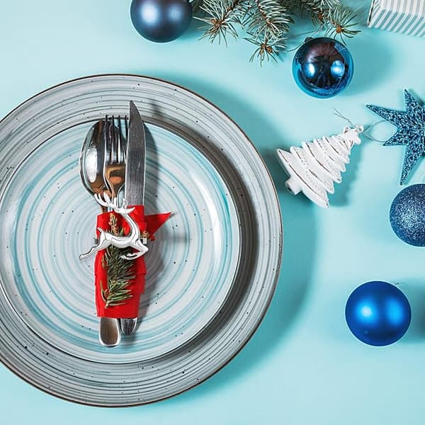 Julservettringar för Julmiddagar, Bröllopsprydnader, Borddekorationer (Silver, 18)