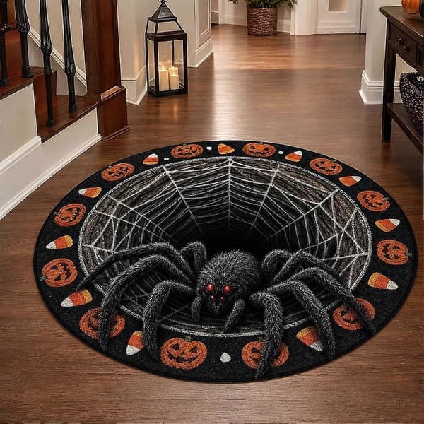 3D Halloweenmatta 60 cm Rund Kristall Sammet Golvmatta B 60*60CM