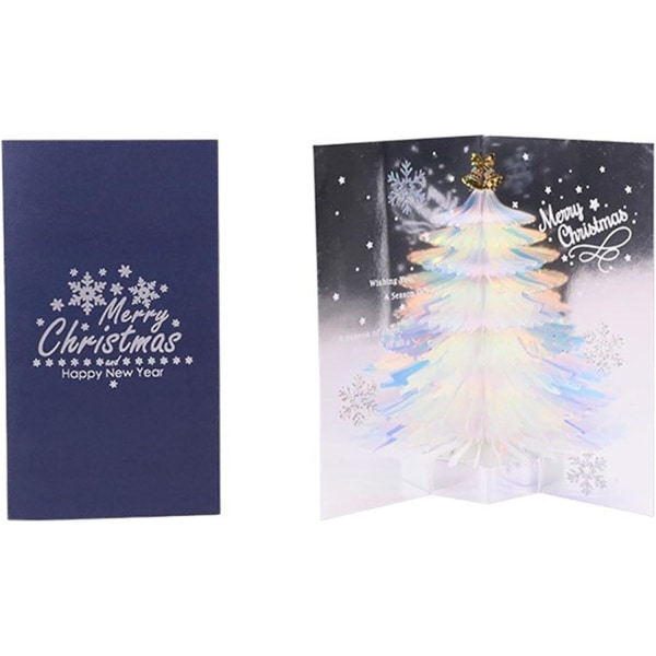 Joulukortti, 3D Pop Up -joulukuusen onnittelukortit, laserleikattu kortti kirjekuorella Hauskoja joulukortteja uudenvuodenlahja Blue 1pcs