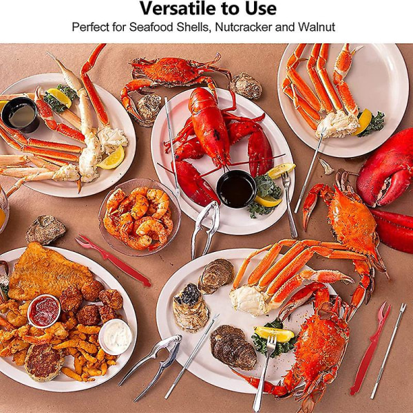 Krabbe-kiks og værktøj, hummer - 2 krabbeknæk og 4 krabbebensgafler Robust og holdbar og rust