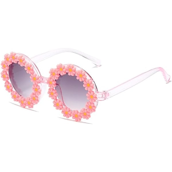 Runde blomstersolbriller for jenter Blomsterformede søte briller UV 400 Beskyttelse Utendørs Strand Jente Guttegaver