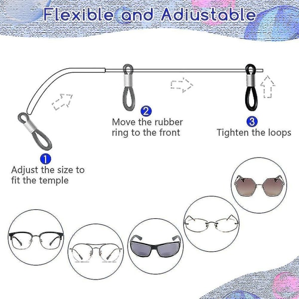 5 stykker brillereimkjede,brillesnor Solbrillerstreng Justerbar brillesnor Halsstropper,øyebriller Snorkjede Sklisikker brilleholder