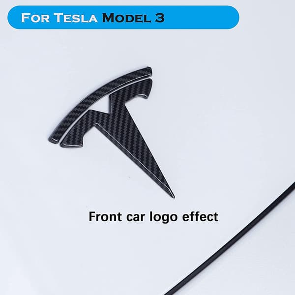 3-pack Tesla Model 3 Bildekaler för Rattlogotyp (glansig kolfibermönster)