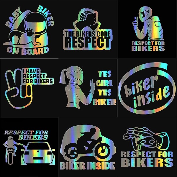 Motorsykkelklistremerke Respekt for syklister Reflekterende bilklistremerker Moto Auto Decal Morsom Jdm Vinyl På Bil Styling - Dekaler &amp; Klistremerker size   15x16.4cm