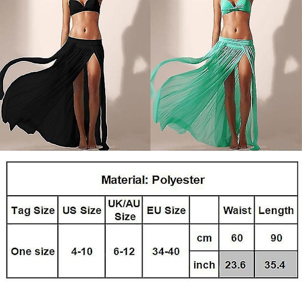 Dam Strandkläder Botten Sarong Wrap Chiffong lång kjol Slit Cover Up White