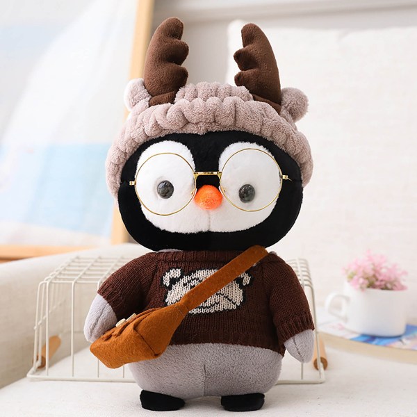 Söt tecknad pingvin Cosplay klä upp plysch baby fyllda docka födelsedagspresent