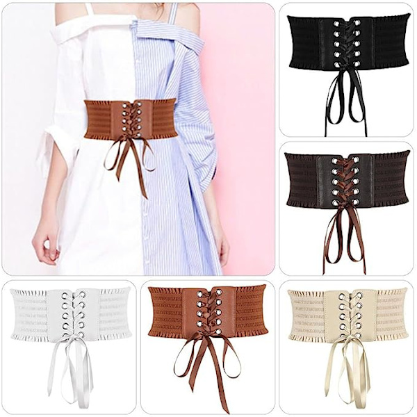 Stretchspänne för kvinnor Korsettbälte Dam Bred tofs Elastisk klänning med hög midja Bälte Bowknot Midjebandtillbehör (Färg: D, Storlek: 1)