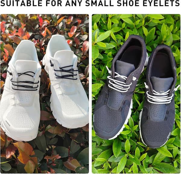 2 par elastiske snørebånd til On Cloud sneakers, 2,5 mm stræk runde