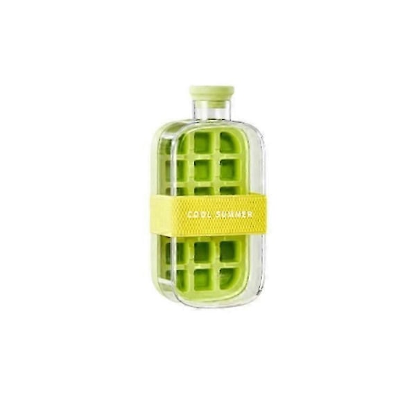 2-i-1 Ismaskine Isterningbakke & Vandflaske, Berøringsfri Silikone Isterningbakke Green 800ml