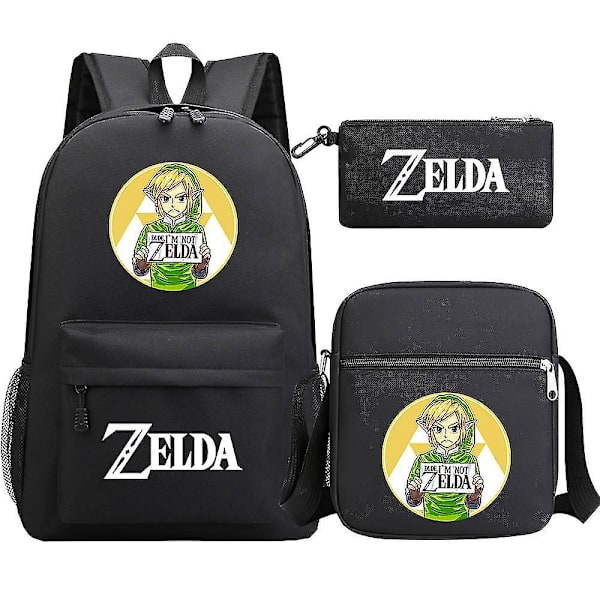 Kingdom Of Zelda Tears" Print teini-opiskelijakoululaukku, 3-osainen miesten ja naisten olkapuvun reppusarja 10