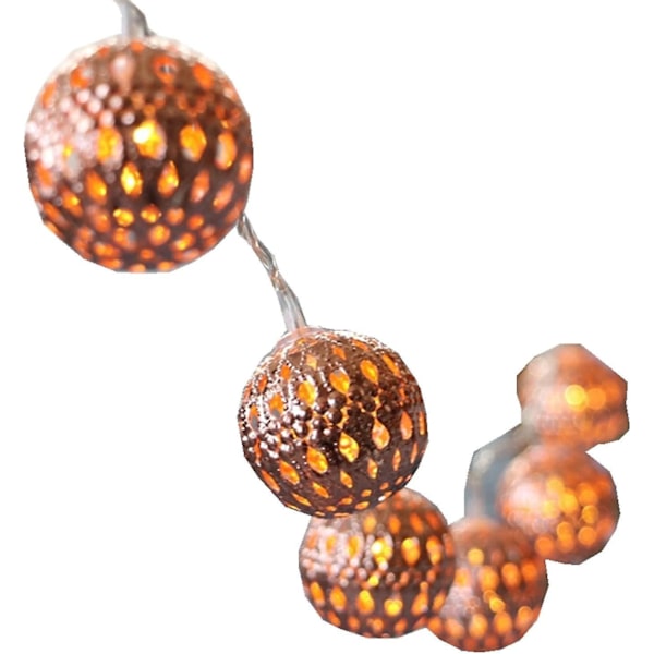 Rosengold Marokkanische Kugeln Weihnachtsdekorationen Lichterketten 20led 3m [energiklasse A+]