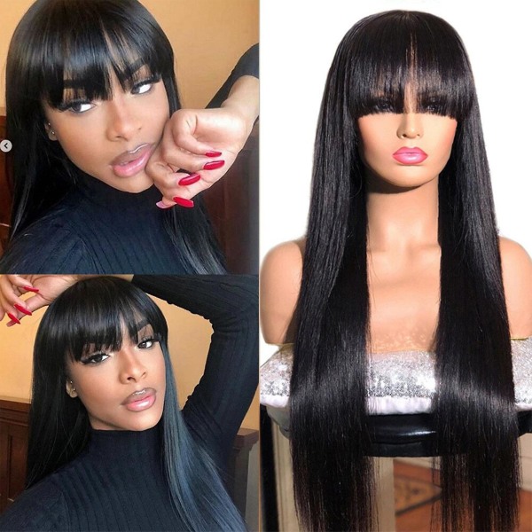 Peruk Lång Rak Peruk Med Bangs Hår Svart Peruk För Kvinnor Syntetisk Naturlig Peruk, Daglig Wear Fest Och Cosplay Premium Mjuk Peruk Clearance Black One Size