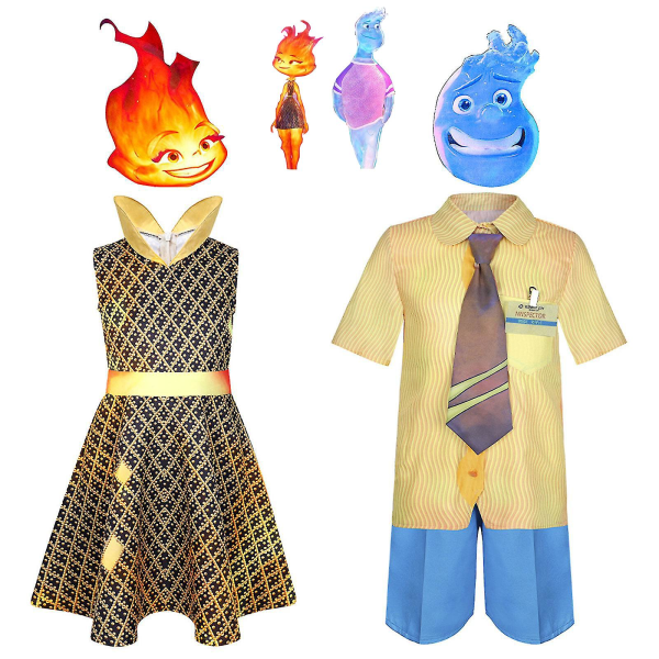 Gutter Jenter Elmental Ember Wade Fire Water Element Cosplay kostyme antrekk Boys 130cm