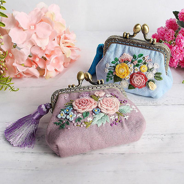 Handgjorda broderimaterial, materialsats för handväskor, tygbroderi för nybörjare för vuxna Style 1