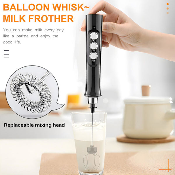 1 sett melkeskummer håndholdt Sross elektrisk skummaskin usb oppladbar kaffeskummer for kaffe, ca.