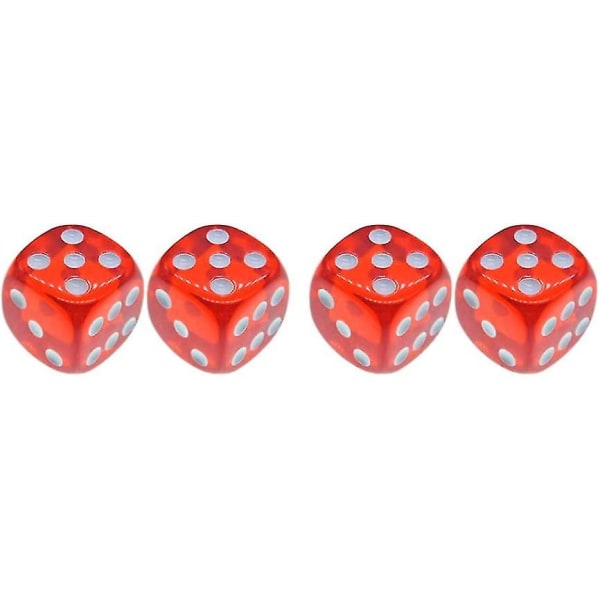 6-sivuinen noppasetti pyöristetyt läpikuultavat noppapeli opetusmatematiikan noppasetti (10 kappaletta punainen)
