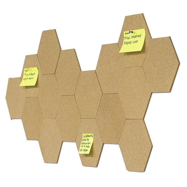 Hexagon Cork Ilmoitustaulut - Pack of 8 (sisältää 40 Pins) | Pukkr