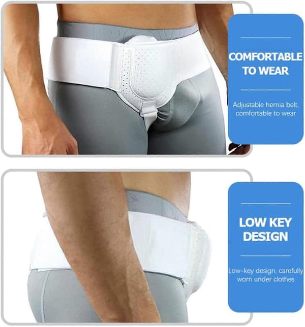 Hernia Belt for Men, Inguinal Hernia Support Left or Right Side to Keep Inguinal Hernia in Place from Bulging Out white
