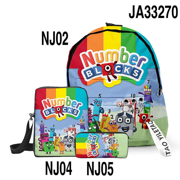 3d Game Number Blocks Skolesekk Ryggsekk Numberblocks Primær ungdomsskoleelever Gutter Jenter Oxford Vanntett skolesekk 11