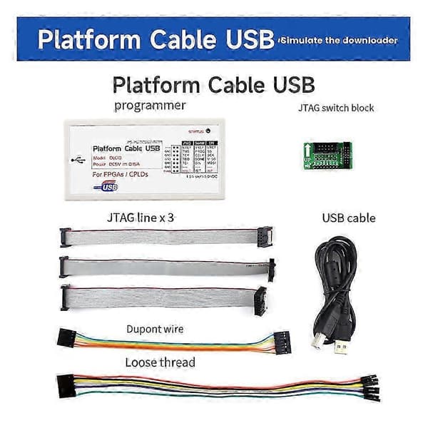 Plattformskabel USB-programmerare nedladdare för kretskonfiguration och programmering av alla Xilinx-enheter Emulator JH4 White