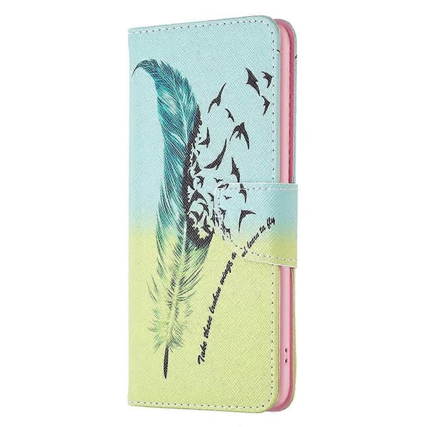 Til Samsung Galaxy A04e Tegnemønster Læder Telefoncover Feather