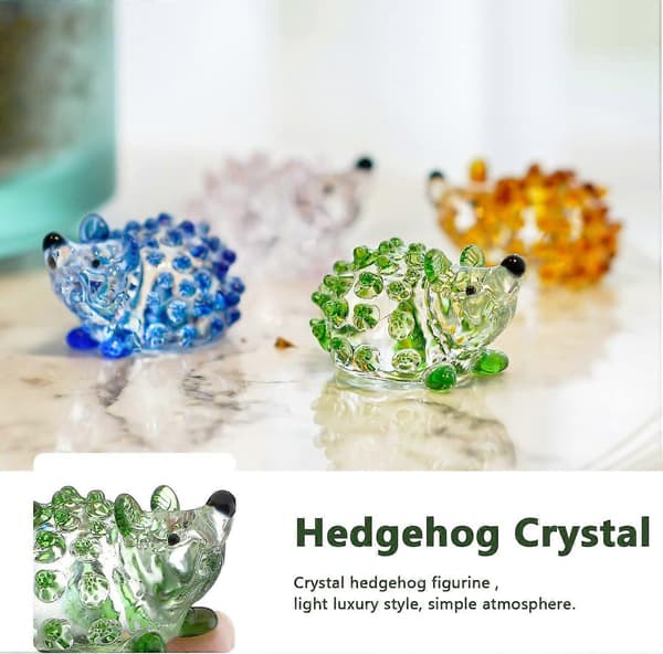 4 st blåsta glas igelkottfigurer Mini glasdjur Handblåst färgglad glaskonst Igelkott samlarobjekt present heminredning