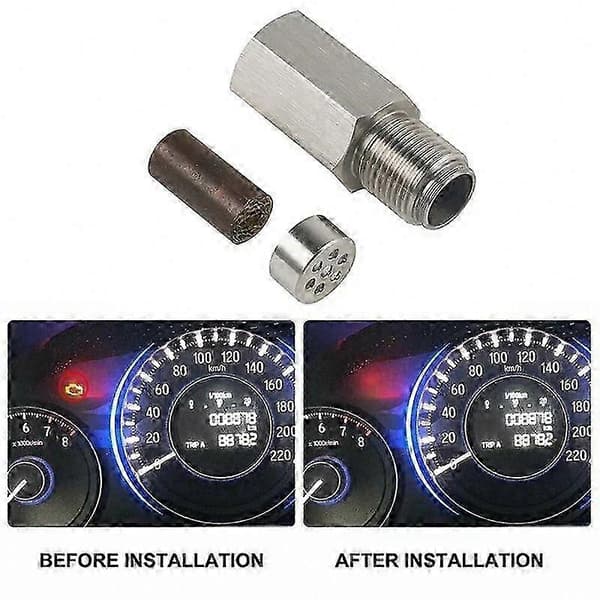 O2 iltsensor afstandsstykke adapter, minikatalysator med katalytisk net, til bilens motorlampe, 1 stk. Silver