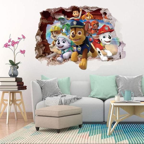 TG Paw Patrol 3D Väggdekal Sovrum, Paw Patrol, 3D Väggdekaler