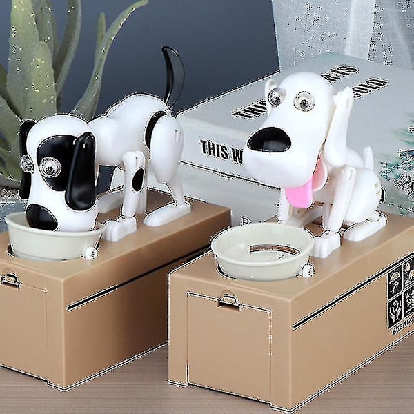 Little Dog Puggy Bank Batteridrevet Robotic Mynt Munching Leketøy Pengeboks Spare penger Myntbank For Black Yellow