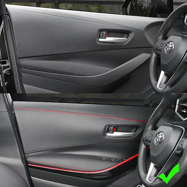 Pu Läder Bilgjutning Självhäftande Trim Dekoration Linje Gör-det-själv Dashboard Fläta Strip Bilar Styling Dekal Biltillbehör Interiör| | Red 200cm
