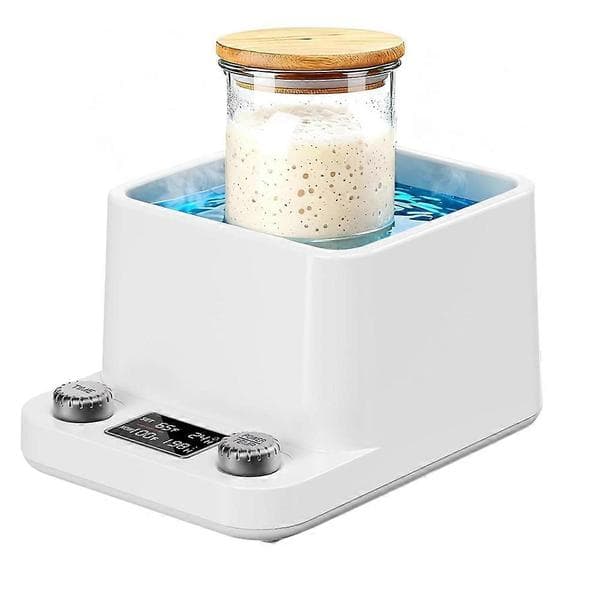 Surdejsstartervarmer Vandbad Præcis 1°F Termostat (70-104°F) Surdejsvarmer til Glas Under 50 Oz US Stik White Us plug