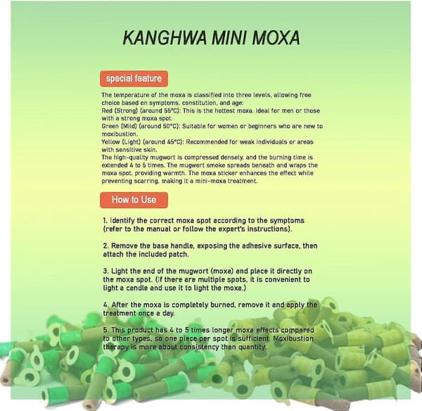 Kanghwa Mini Moxa, yrttitikkurulla_180 kpl laatikossa (vihreä (mieto))