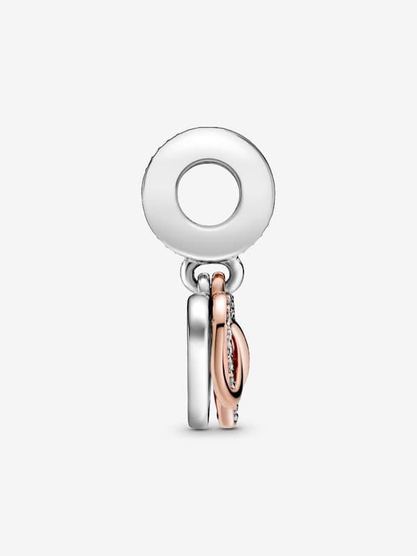 Pandora - Sparkling Infinity Heart Dangle Charm - Sterling Silver, 14k Rose Gold Plating