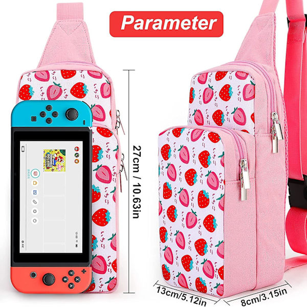 Resväska kompatibel med switch/oled/lite kompatibel med tjejer kvinnor, söt bärbar axel kompatibel med tillbehör