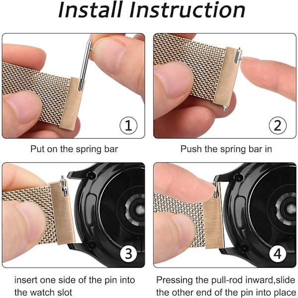 Metallbånd for erstatning av rustfritt stål for Samsung Galaxy Watch Active 2 Rose Gold