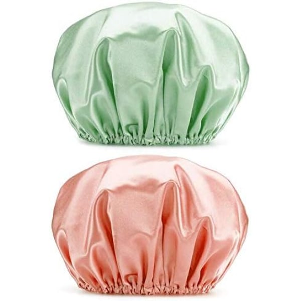 32 cm stora duschmössor, 2 st återanvändbara eleganta cap för kvinnor med dubbla lager badmössa
