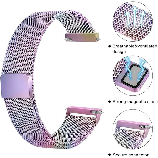 Metalbånd til erstatning af rustfrit stål til Samsung Galaxy Watch Active 2 Colorful