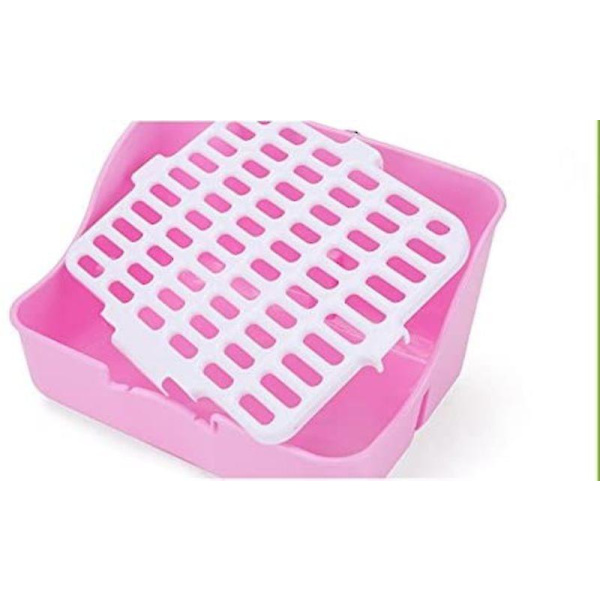Kaninlåda lätt att rengöra, för att lära sig använda toaletten, för smådjur/kaniner/marsvin/illrar (rosa)